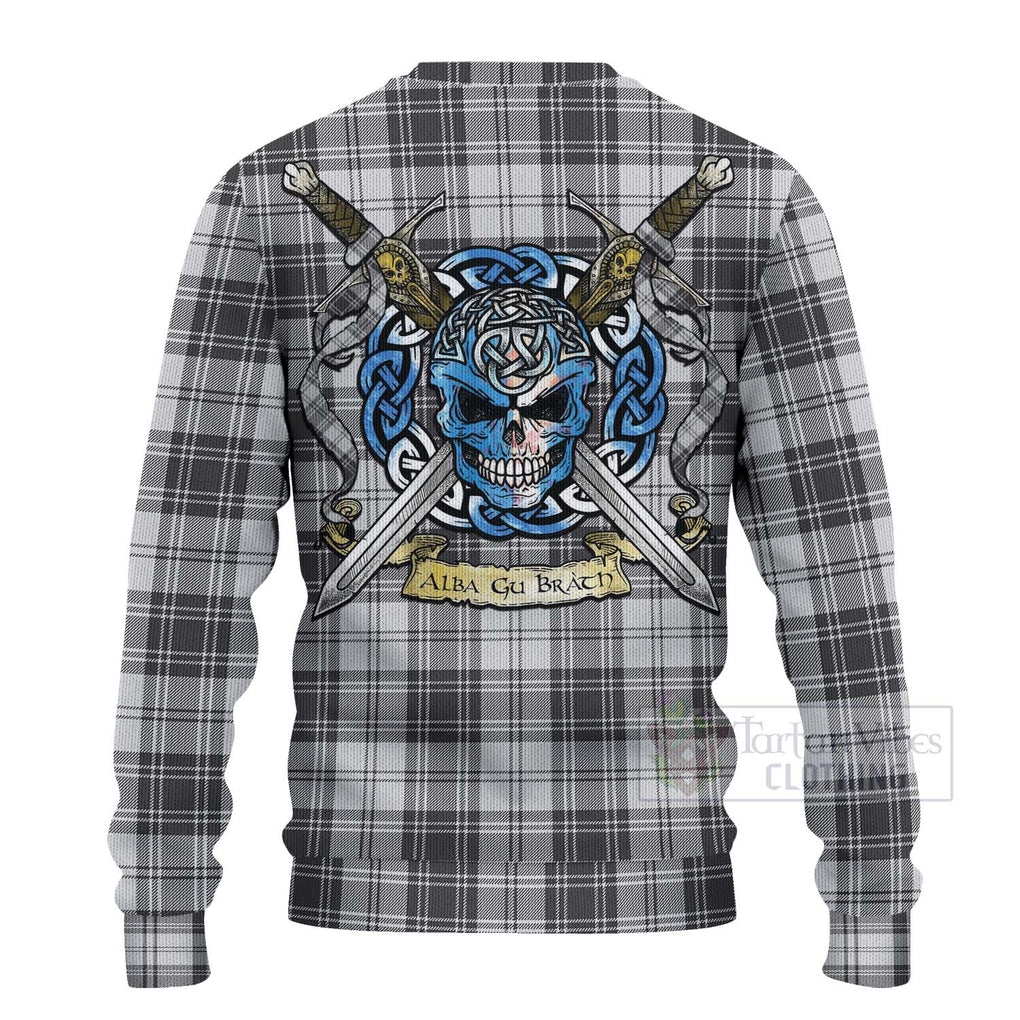 Tartan Vibes Clothing Glen Tartan Knitted Sweater with Family Crest Celtic Skull Style