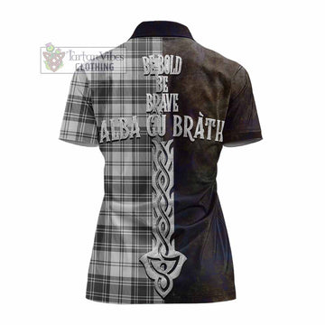 Glen Tartan Family Crest Women's Polo Shirt Alba Gu Brath Be Brave Lion Ancient Style - Tartan Vibes Clothing
