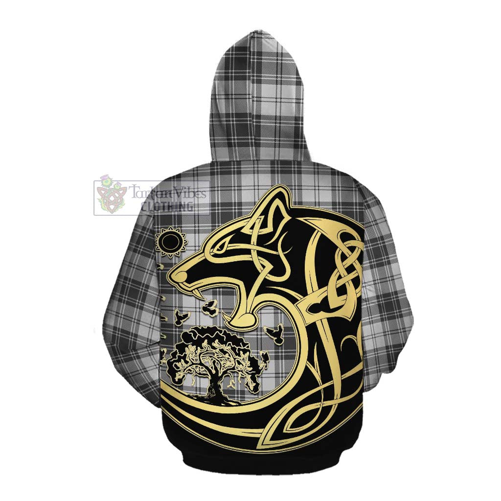 Tartan Vibes Clothing Glen Tartan Cotton Hoodie with Family Crest Celtic Wolf Style