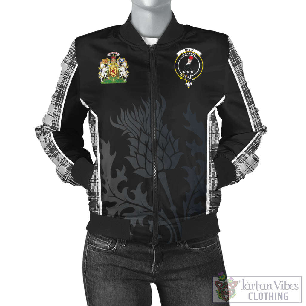 Tartan Vibes Clothing Glen Tartan Bomber Jacket with Family Crest and Scottish Thistle Vibes Sport Style