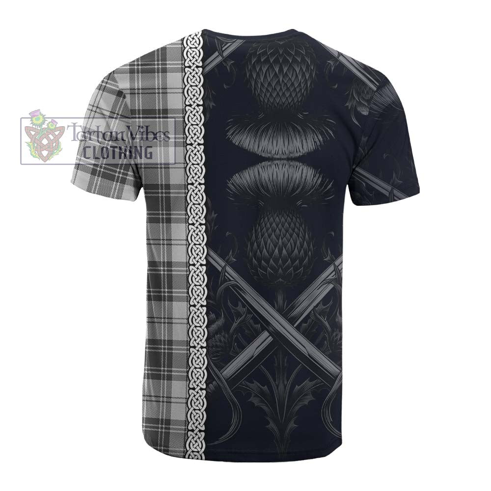 Tartan Vibes Clothing Glen Tartan Cotton T-shirt with Family Crest Cross Sword Thistle Celtic Vibes