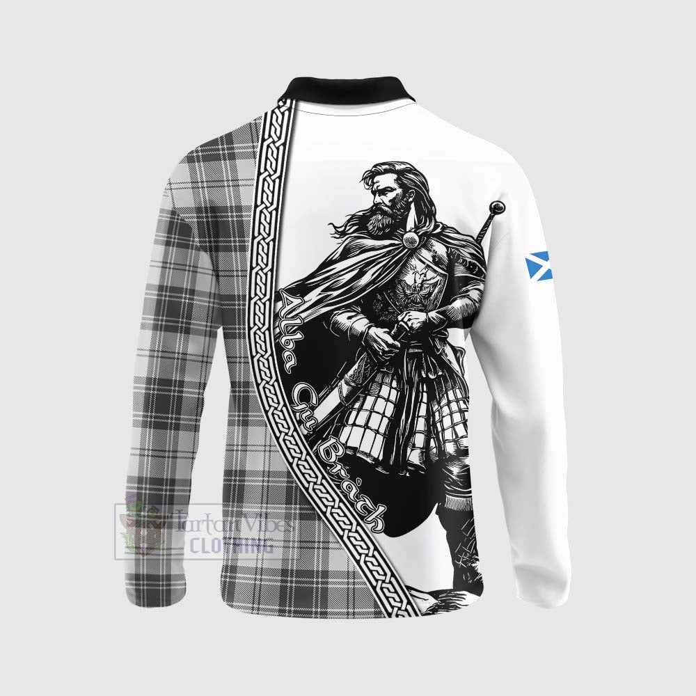 Tartan Vibes Clothing Glen Tartan Clan Crest Long Sleeve Polo Shirt with Highlander Warrior Celtic Style