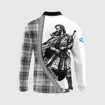 Glen Tartan Clan Crest Long Sleeve Polo Shirt with Highlander Warrior Celtic Style