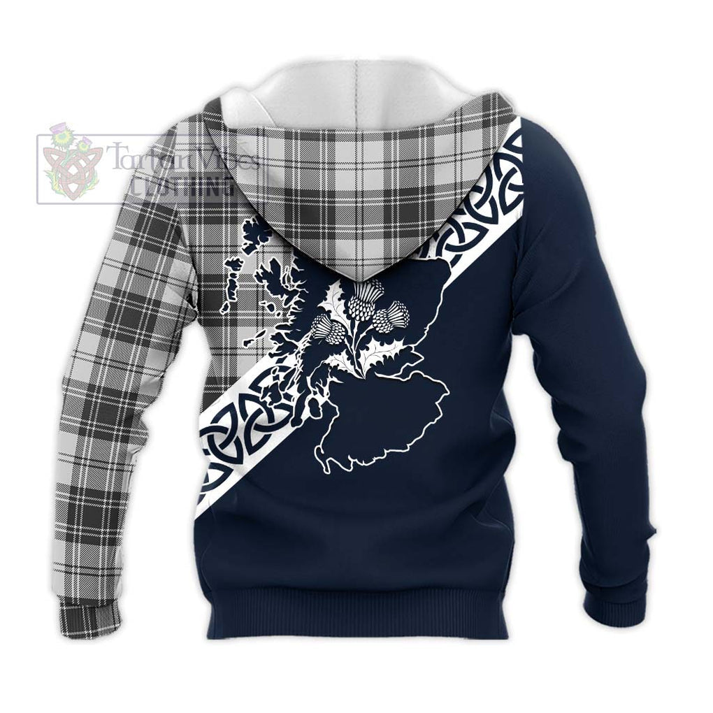 Tartan Vibes Clothing Glen Tartan Knitted Hoodie Featuring Thistle and Scotland Map