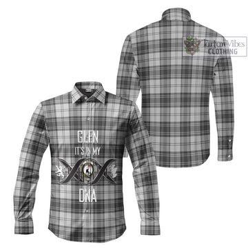 Glen Tartan Long Sleeve Button Shirt with Family Crest DNA In Me Style