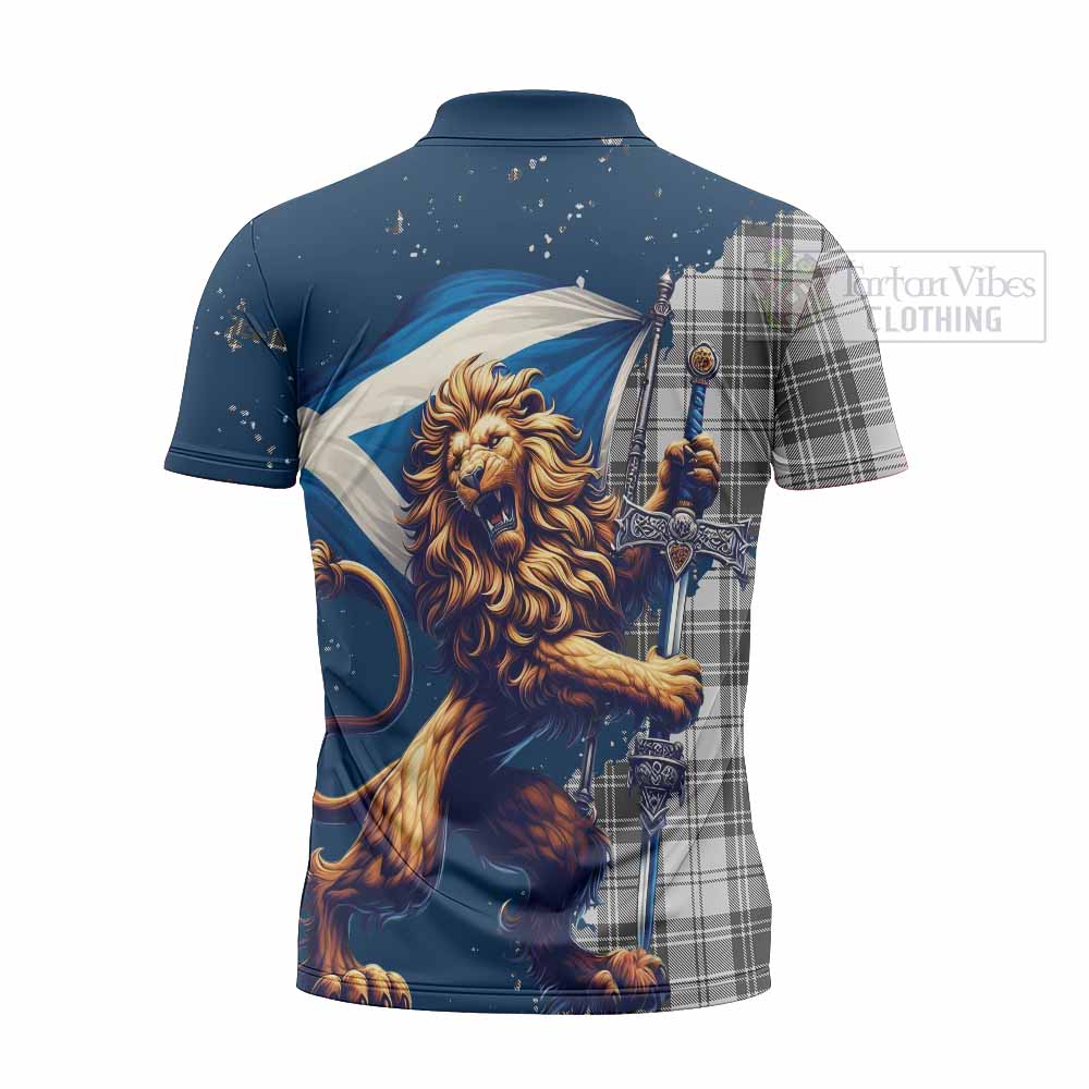 Tartan Vibes Clothing Glen Tartan Family Crest Zipper Polo Shirt with Scottish Majestic Lion