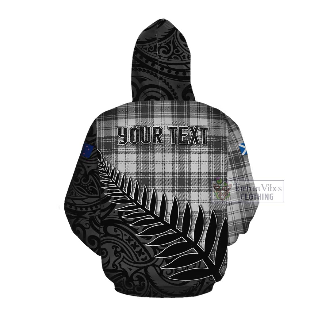 Tartan Vibes Clothing Glen Crest Tartan Cotton Hoodie with New Zealand Silver Fern Half Style