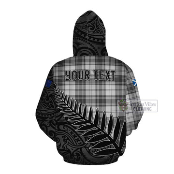 Glen Crest Tartan Cotton Hoodie with New Zealand Silver Fern Half Style