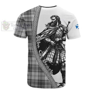 Glen Tartan Clan Crest Cotton T-shirt with Highlander Warrior Celtic Style