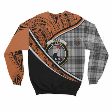 Glen Crest Tartan Sweatshirt with Polynesian Vibes Style - Orange Version