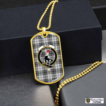 Glen Tartan Dog Tag Necklace with Family Crest