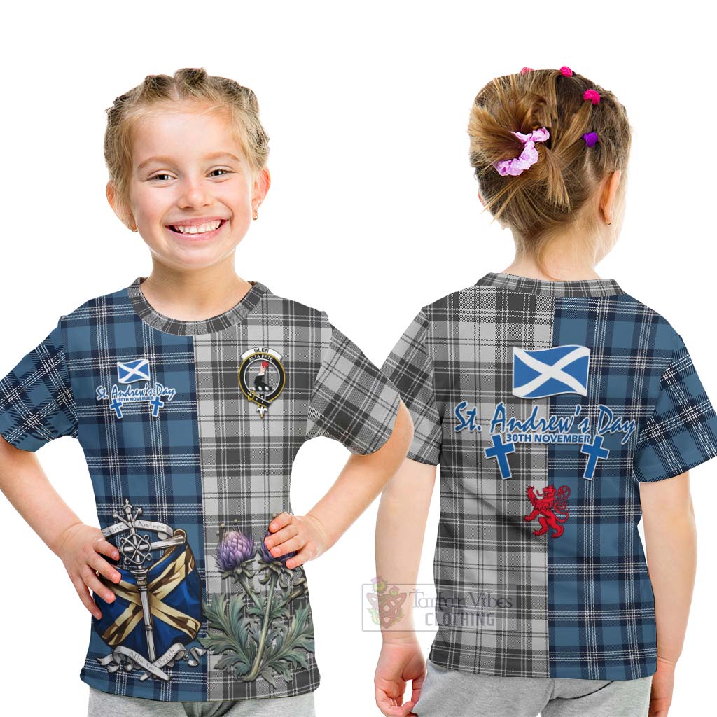 Tartan Vibes Clothing Glen Tartan Kid T-Shirt Happy St. Andrew's Day Half Tartan Style