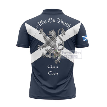 Glen Tartan Lion Rampant Zipper Polo Shirt  Proudly Display Your Heritage with Alba Gu Brath and Clan Name