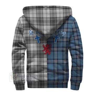 Glen Tartan Sherpa Hoodie Happy St. Andrew's Day Half Tartan Style