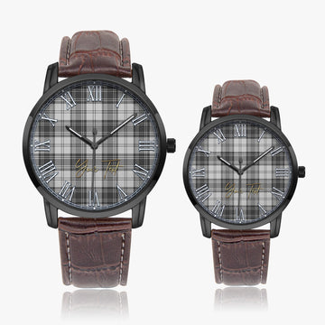Glen Tartan Personalized Your Text Leather Trap Quartz Watch