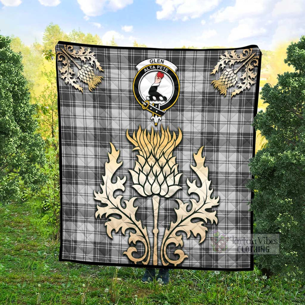 Tartan Vibes Clothing Glen Tartan Quilt with Family Crest and Golden Thistle Style