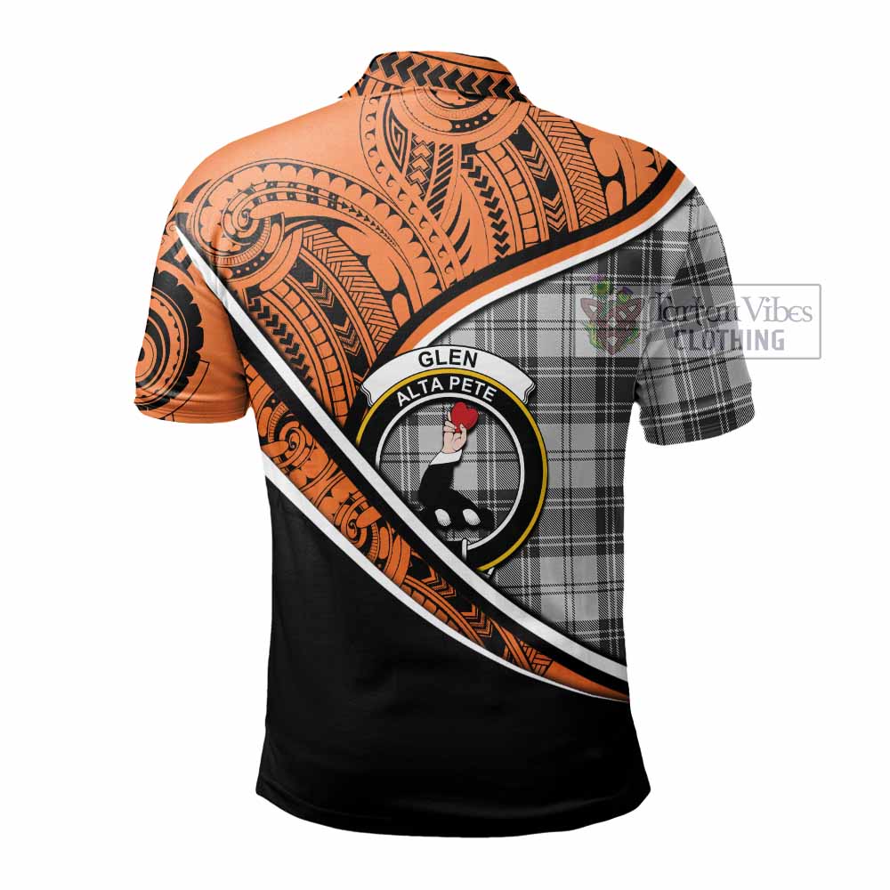 Tartan Vibes Clothing Glen Crest Tartan Polo Shirt with Maori Tattoo Style - Orange Version