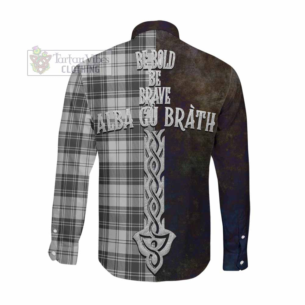 Glen Tartan Family Crest Long Sleeve Button Shirt Alba Gu Brath Be Brave Lion Ancient Style Men's Shirt - Tartan Vibes Clothing