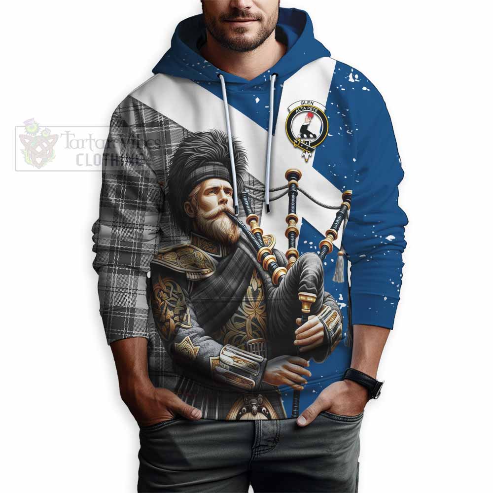 Tartan Vibes Clothing Glen Tartan Hoodie with Family Crest Scottish Bagpiper Vibes