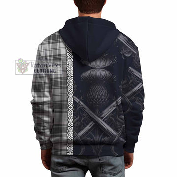 Glen Tartan Hoodie with Family Crest Cross Sword Thistle Celtic Vibes