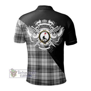 Glen Tartan Polo Shirt with Family Crest and Military Logo Style