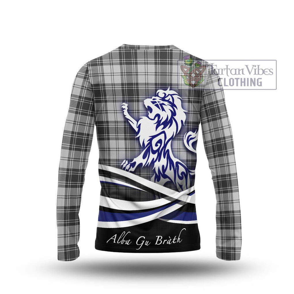 Glen Tartan Long Sleeve T-Shirt with Alba Gu Brath Regal Lion Emblem - Tartanvibesclothing Shop