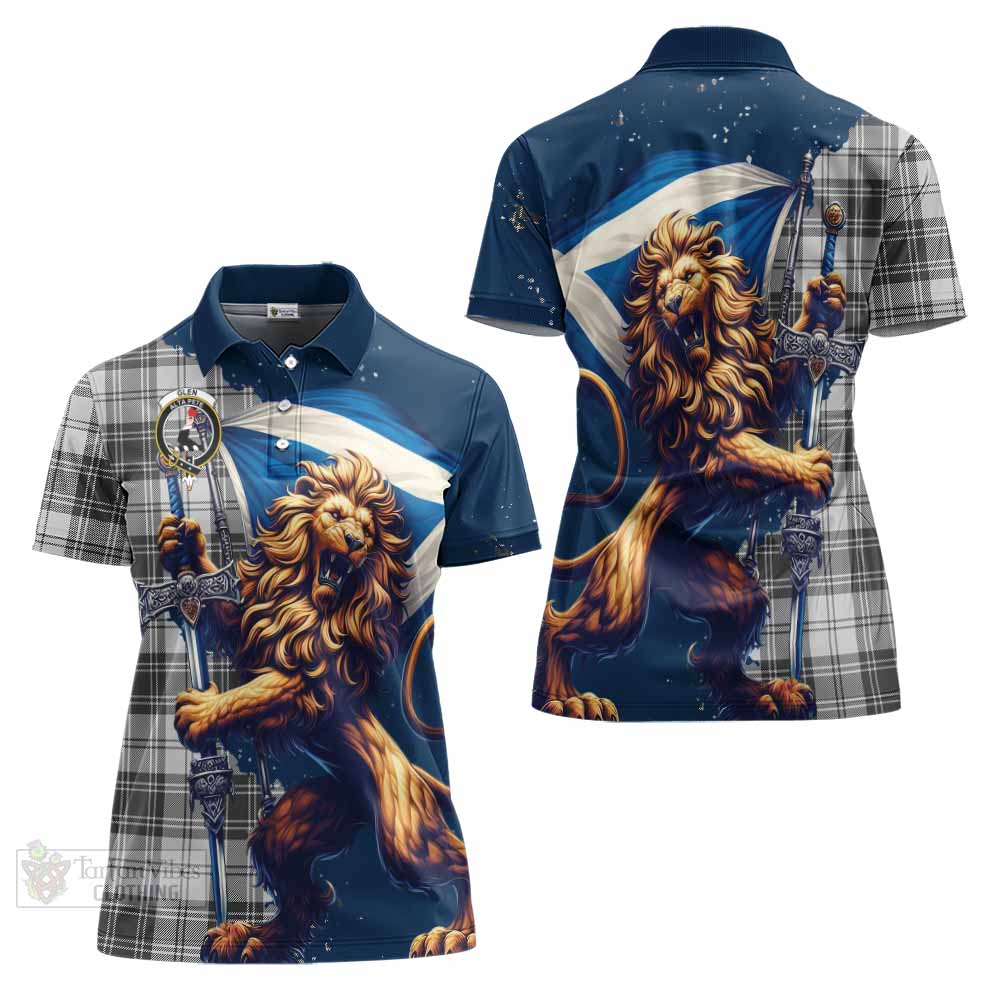 Tartan Vibes Clothing Glen Tartan Family Crest Women's Polo Shirt with Scottish Majestic Lion