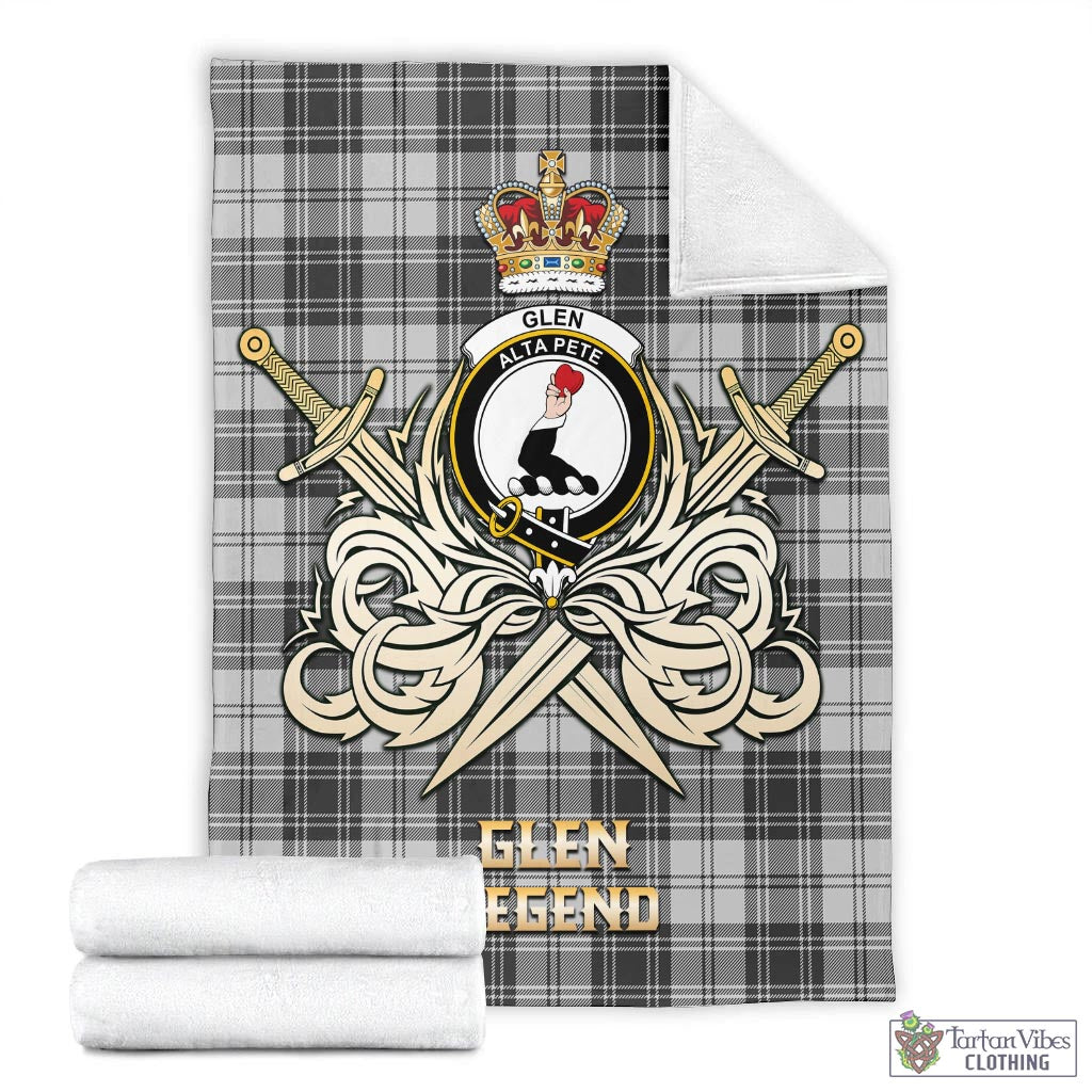 Tartan Vibes Clothing Glen Tartan Blanket with Clan Crest and the Golden Sword of Courageous Legacy