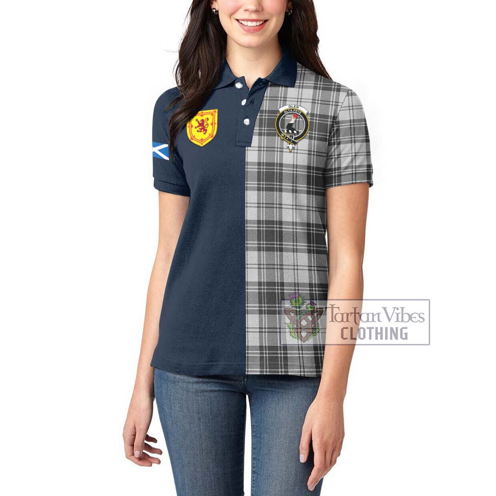 Tartan Vibes Clothing Glen Tartan Women's Polo Shirt with Scottish Lion Royal Arm Half Style