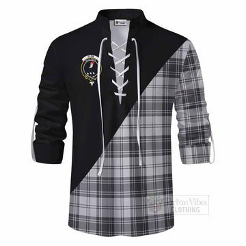 Glen Tartan Ghillie Kilt Shirt with Family Crest and Military Logo Style