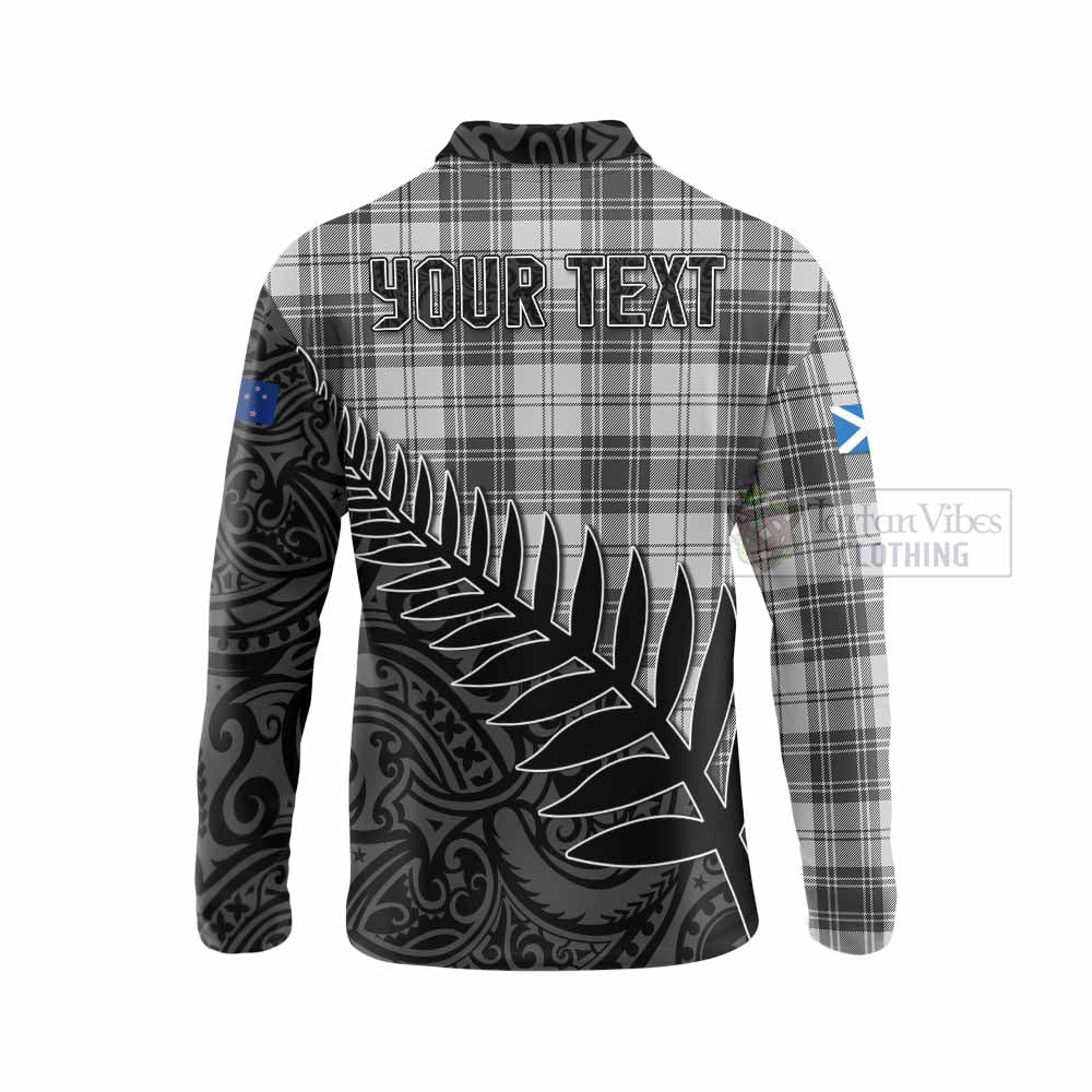 Tartan Vibes Clothing Glen Crest Tartan Long Sleeve Polo Shirt with New Zealand Silver Fern Half Style