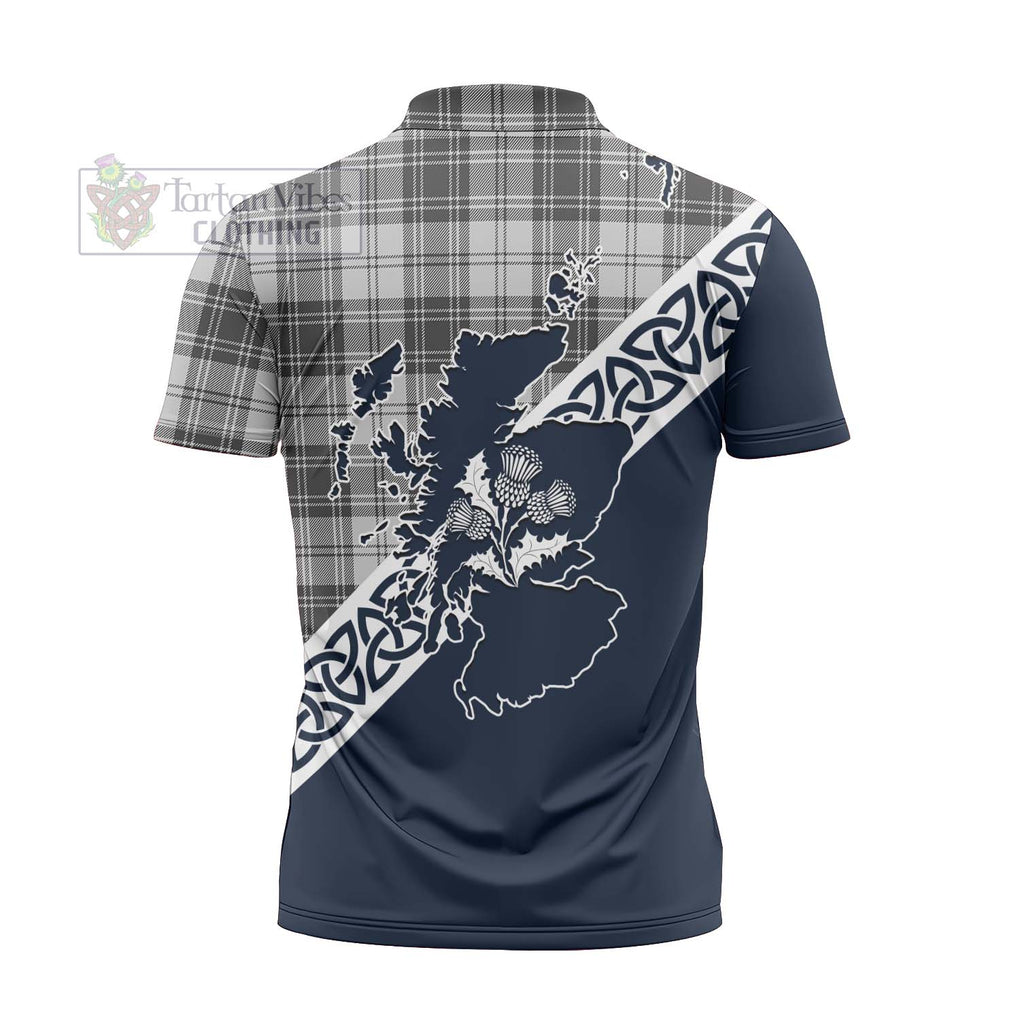 Tartan Vibes Clothing Glen Tartan Zipper Polo Shirt Featuring Thistle and Scotland Map