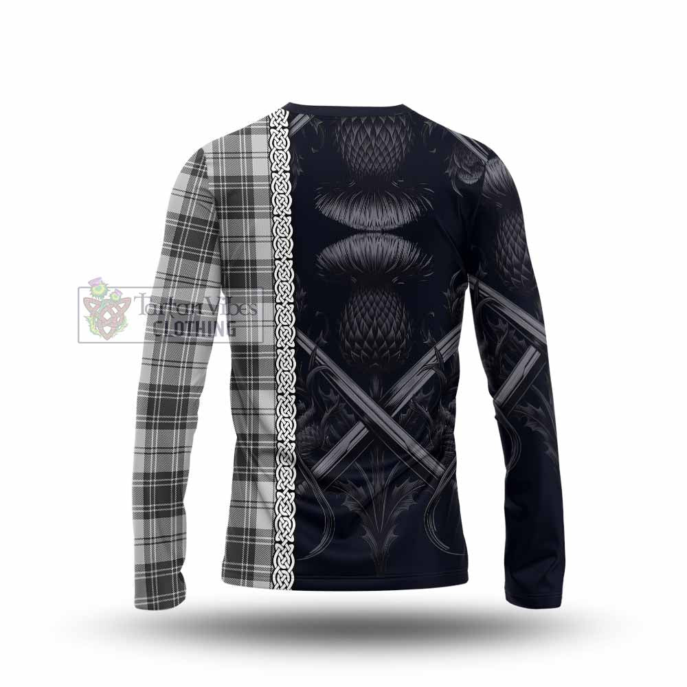 Tartan Vibes Clothing Glen Tartan Long Sleeve T-Shirt with Family Crest Cross Sword Thistle Celtic Vibes