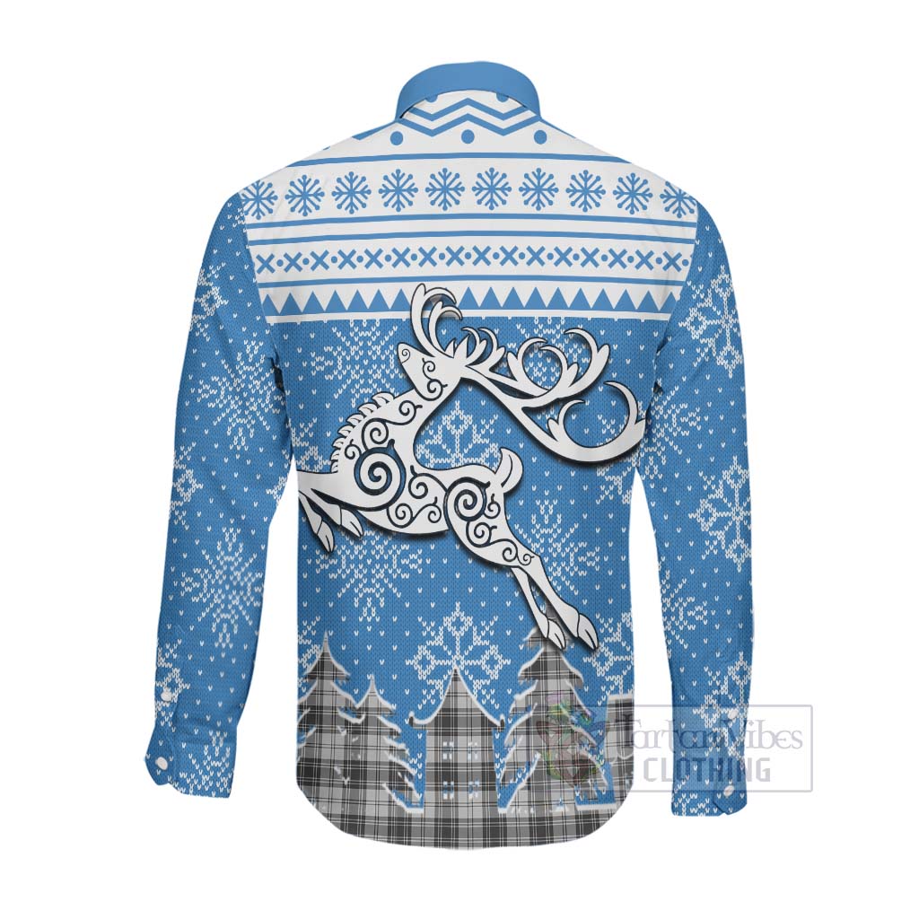 Tartan Vibes Clothing Glen Clan Christmas Long Sleeve Button Shirt Celtic Reindeer Style