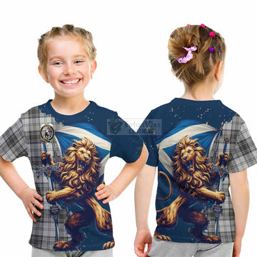 Glen Tartan Family Crest Kid T-Shirt with Scottish Majestic Lion