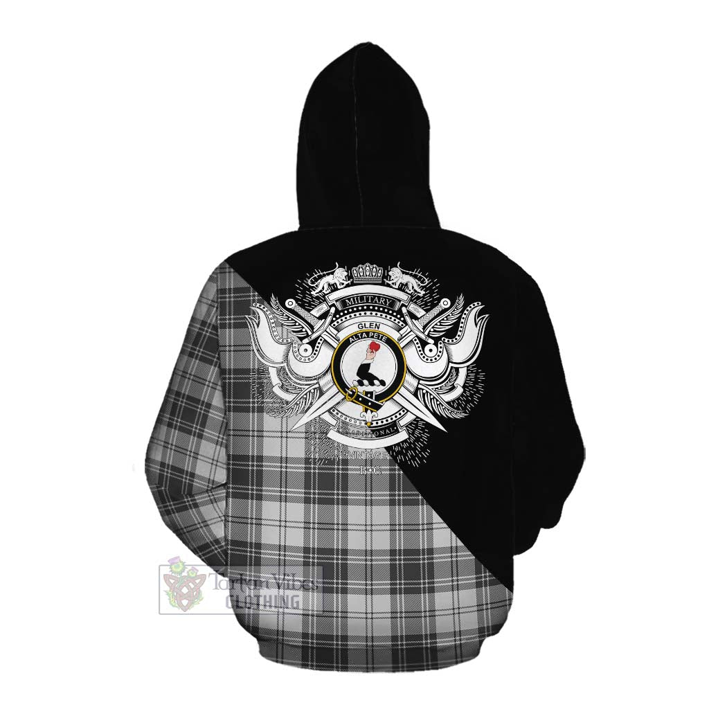 Tartan Vibes Clothing Glen Tartan Cotton Hoodie with Family Crest and Military Logo Style