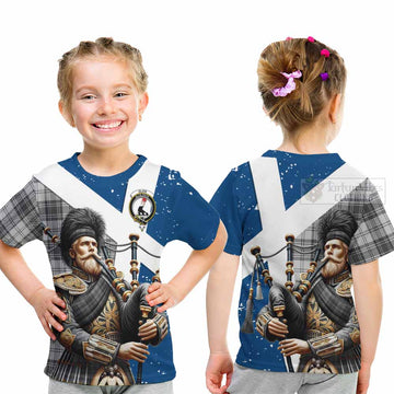 Glen Tartan Kid T-Shirt with Family Crest Scottish Bagpiper Vibes