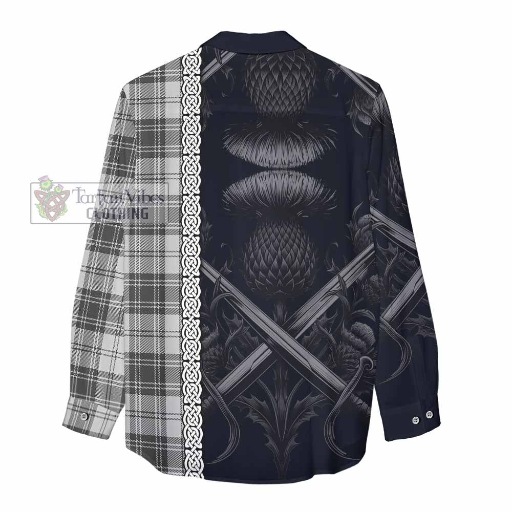 Tartan Vibes Clothing Glen Tartan Women's Casual Shirt with Family Crest Cross Sword Thistle Celtic Vibes