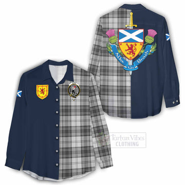 Glen Tartan Women's Casual Shirt Alba with Scottish Lion Royal Arm Half Style