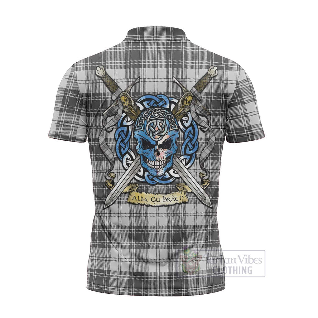 Tartan Vibes Clothing Glen Tartan Zipper Polo Shirt with Family Crest Celtic Skull Style