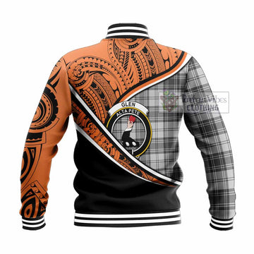 Glen Crest Tartan Baseball Jacket with Polynesian Vibes Style - Orange Version