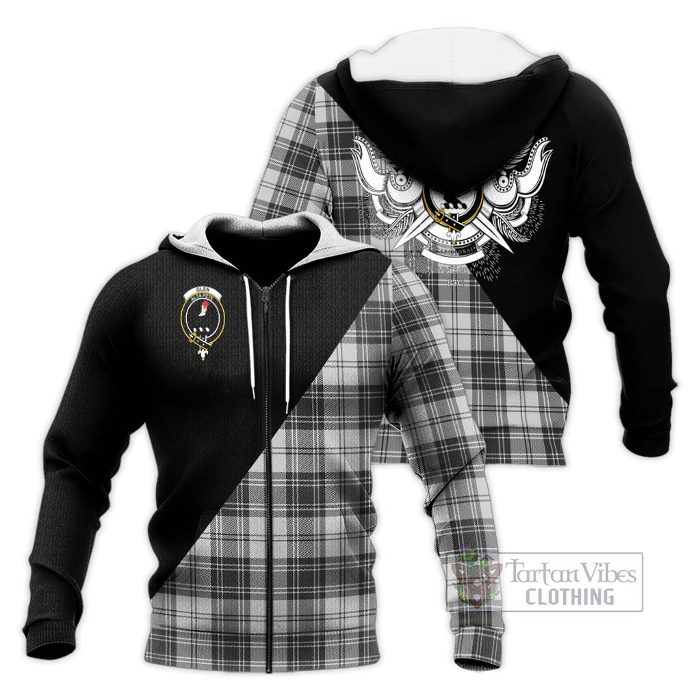 Glen Tartan Knitted Hoodie with Family Crest and Military Logo Style Unisex Knitted Zip Hoodie - Tartanvibesclothing Shop