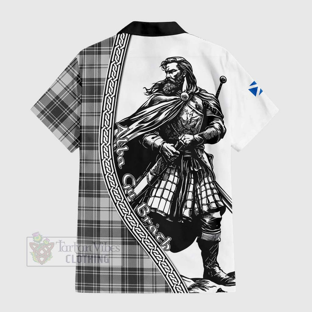 Tartan Vibes Clothing Glen Tartan Clan Crest Short Sleeve Button Shirt with Highlander Warrior Celtic Style