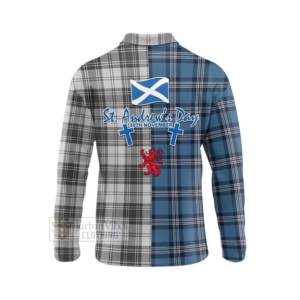 Tartan Vibes Clothing Glen Tartan Long Sleeve Polo Shirt Happy St. Andrew's Day Half Tartan Style