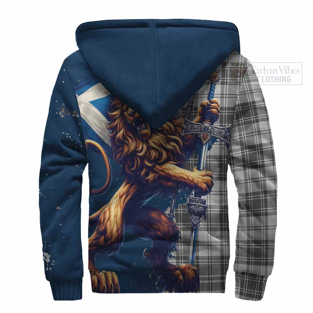 Tartan Vibes Clothing Glen Tartan Family Crest Sherpa Hoodie with Scottish Majestic Lion