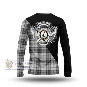 Glen Tartan Long Sleeve T-Shirt with Family Crest and Military Logo Style