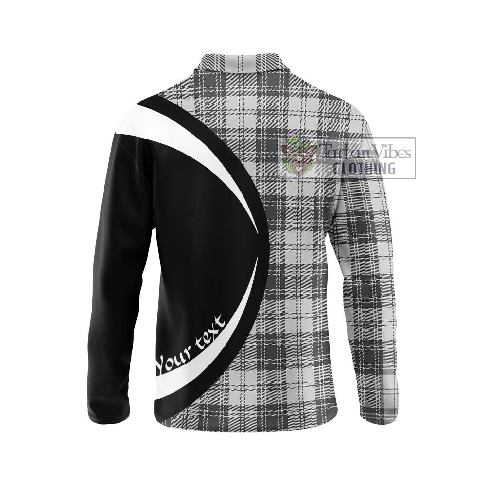 Glen Tartan Long Sleeve Polo Shirt with Family Crest Circle Style - Tartan Vibes Clothing