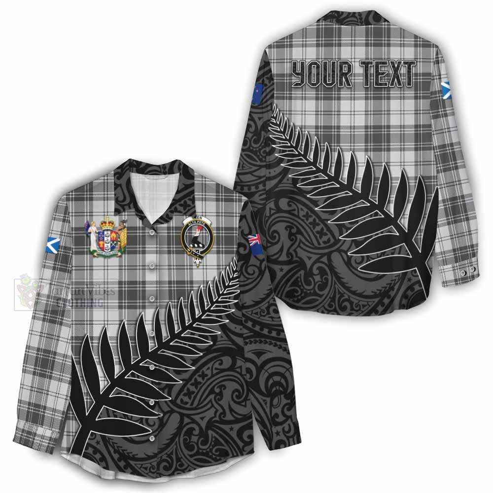 Tartan Vibes Clothing Glen Crest Tartan Women's Casual Shirt with New Zealand Silver Fern Half Style