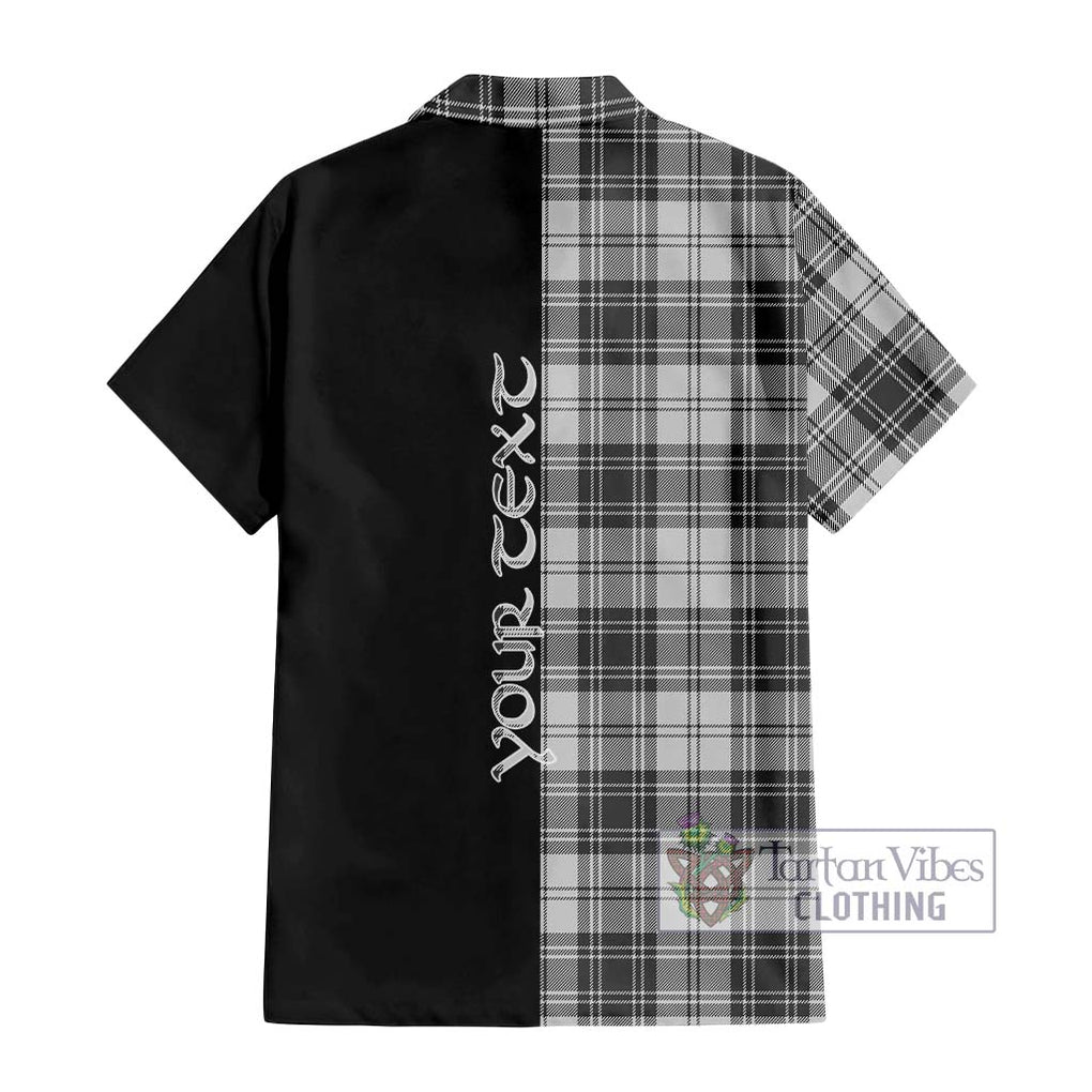 Glen Tartan Short Sleeve Button Shirt with Family Crest and Half Of Me Style - Tartanvibesclothing Shop