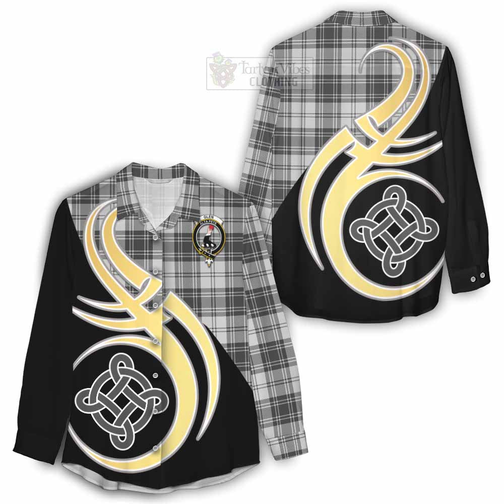 Tartan Vibes Clothing Glen Tartan Women's Casual Shirt with Family Crest and Celtic Symbol Style